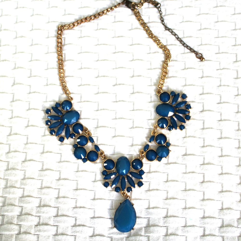 Blue and Gold Statement Necklace